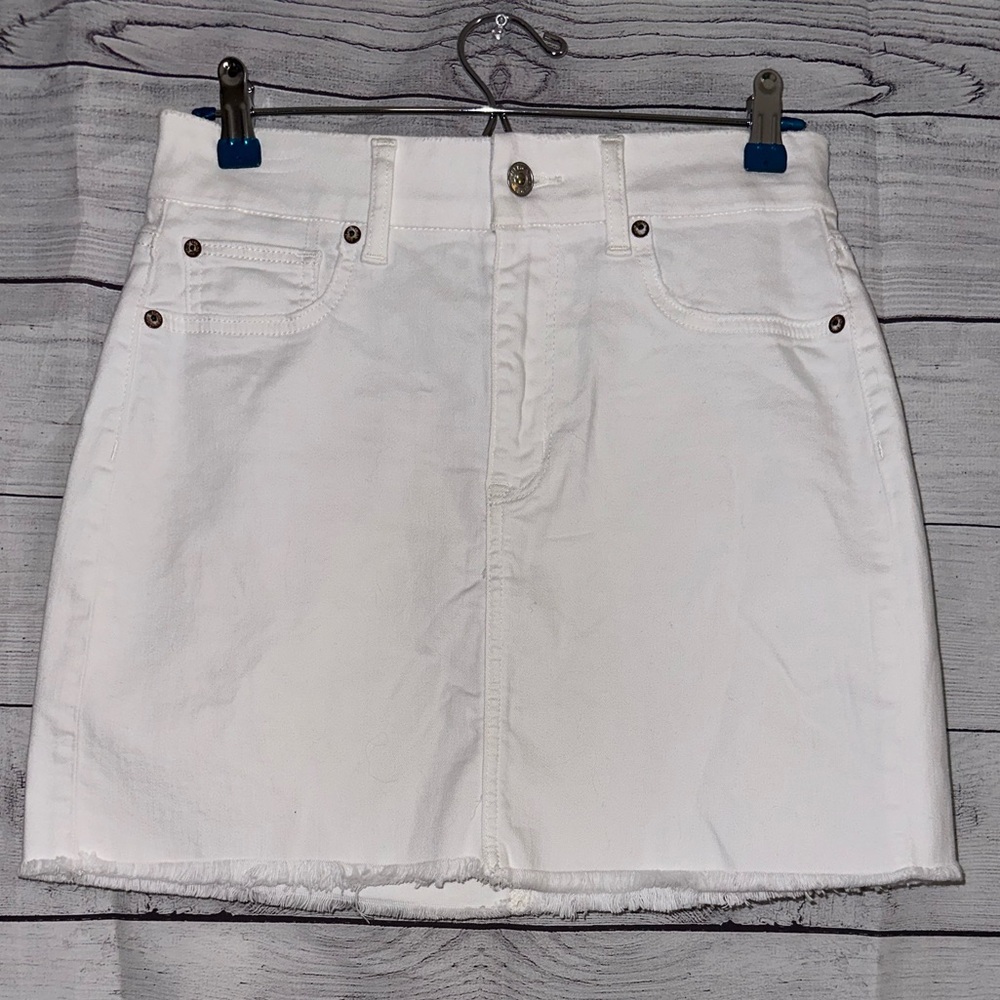 American Eagle White Denim Mini Skirt